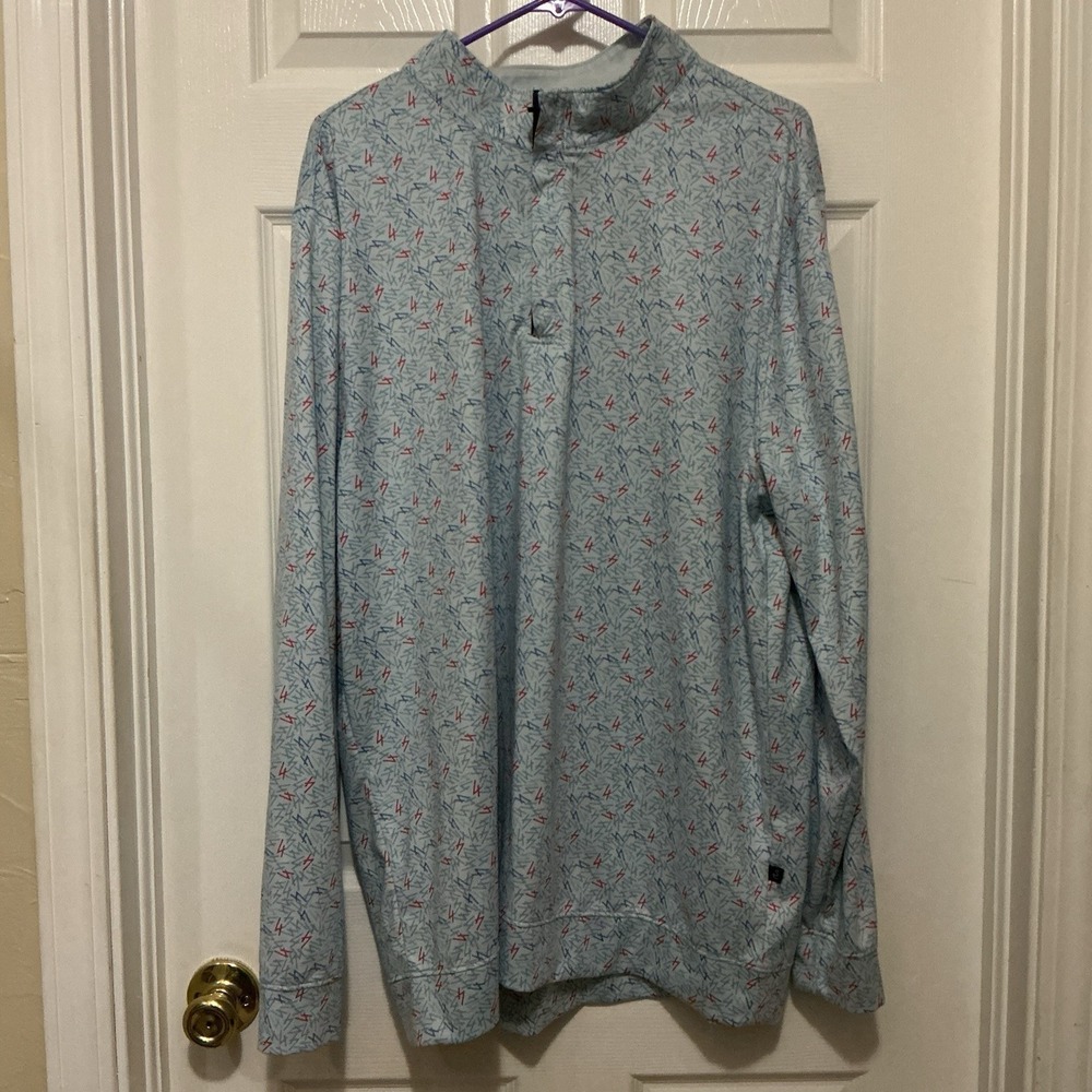 Swannies Golf Performance Long Sleeve Shirt 2XL 1/4 Zip Elmwood CC‎ Blue Print